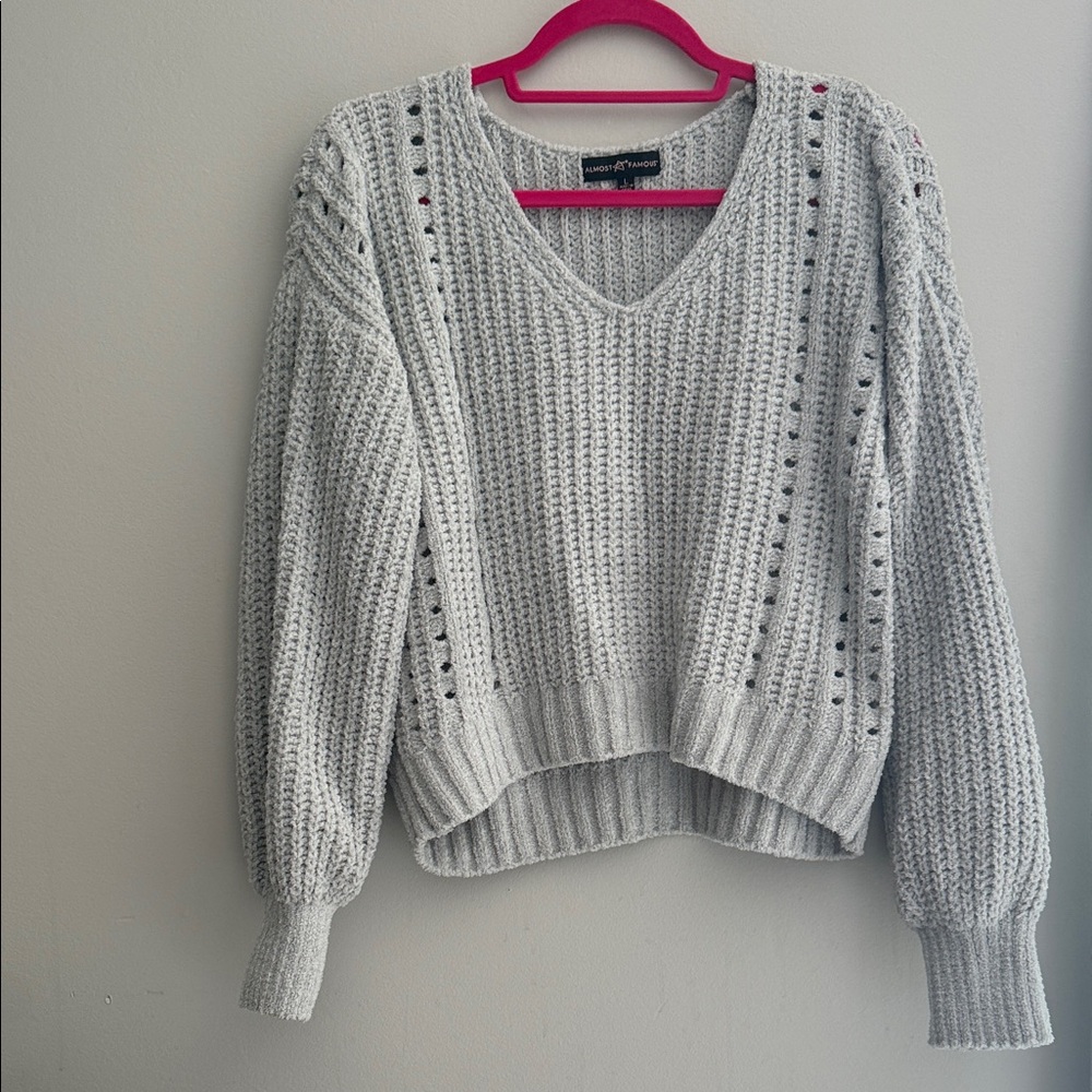 Almost Famous Light Green V-Neck Sweater